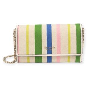 Kate Spade Pebbled Striped Leather Wallet with Chain